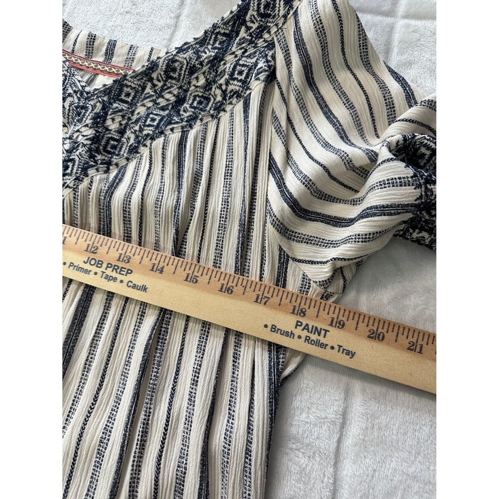 Knox Rose‎ Women's Striped Embroidered V Neck Tunic Top Bohemian Medium - Picture 8 of 9